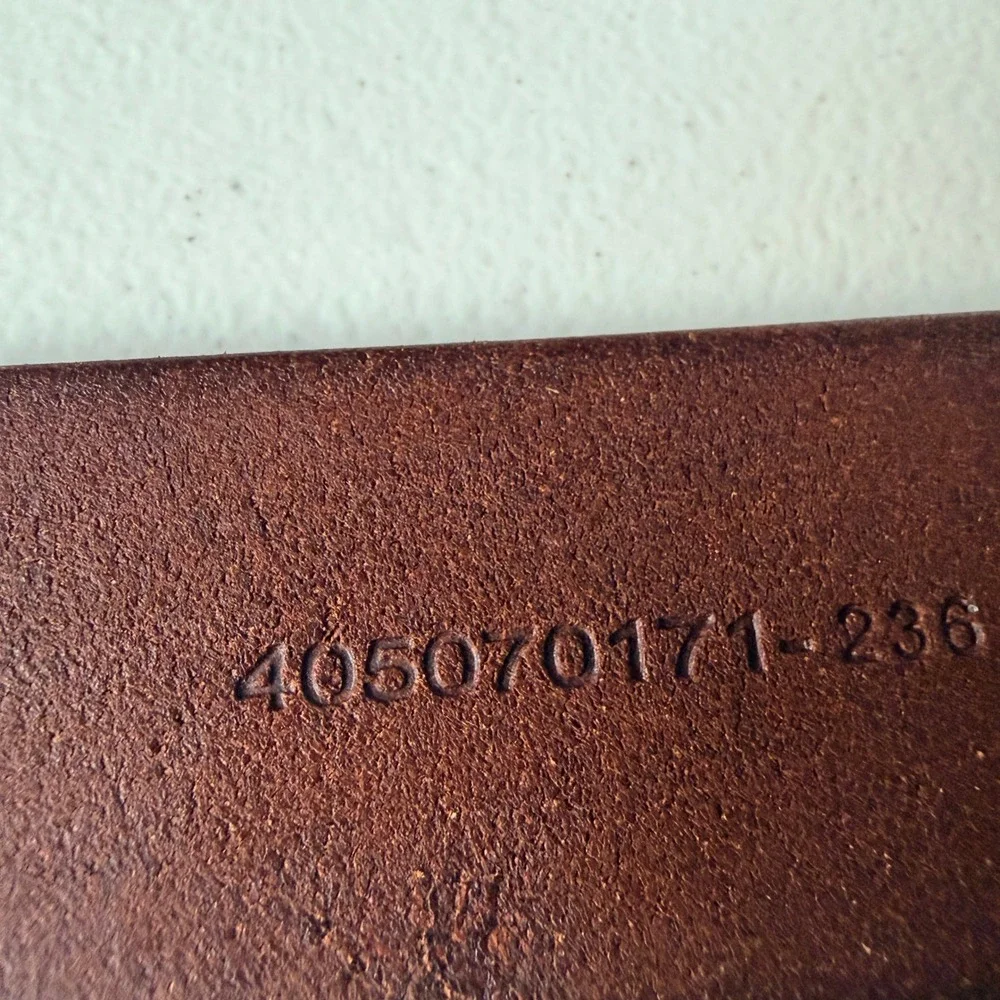Polo Ralph Lauren Leather Belt 34 Brown Cross Stitch Brass Buckle 405070171-236